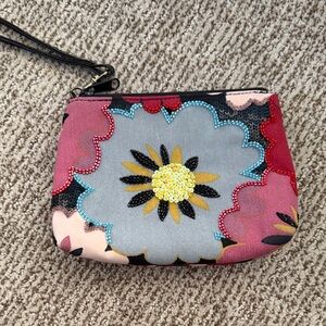 Isabella Fiore Pink, Gray & Yellow Floral Sequin Wristlet